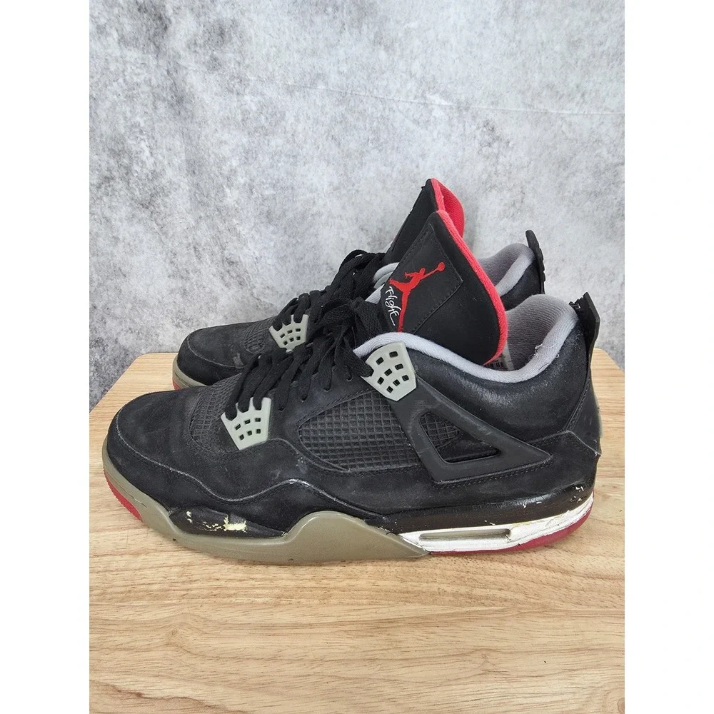 Air Jordan 4 Retro Bred Basketball Shoes Mens 13 Black Cement Sneaker 308497089*